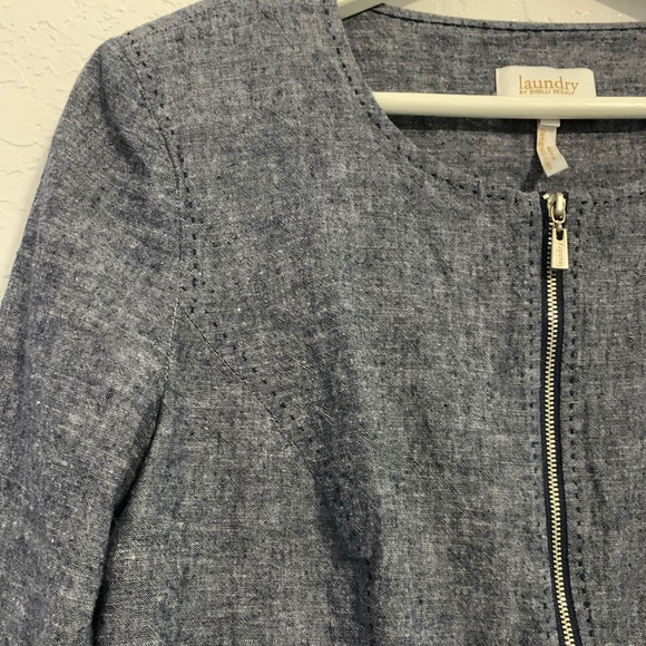 Laundry by Shelli Segal Linen Bomber Jacket - Picture 5 of 7